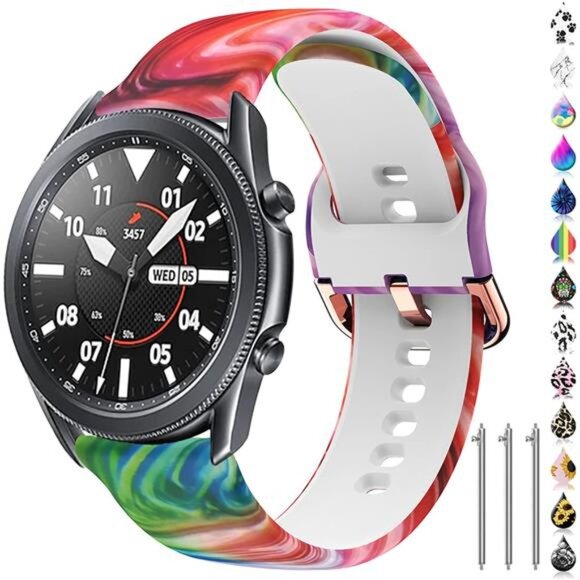 Floral 22mm watch band Compatible for Samsung galaxy watch 3 45mm/Gear - Picture 1 of 3